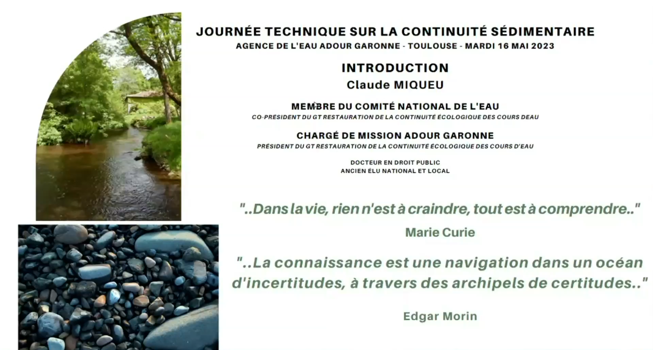 Afficher la vidéo Journée technique de la gestion sédimentaire des cours d'eau - 16 mai 2023 (1ère partie)